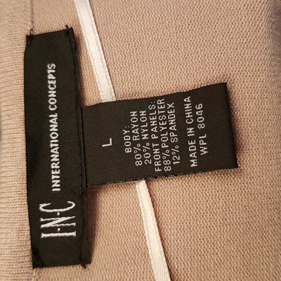 INC NWOT  sweater/suede front with fringe, L tan, - Picture 6 of 6